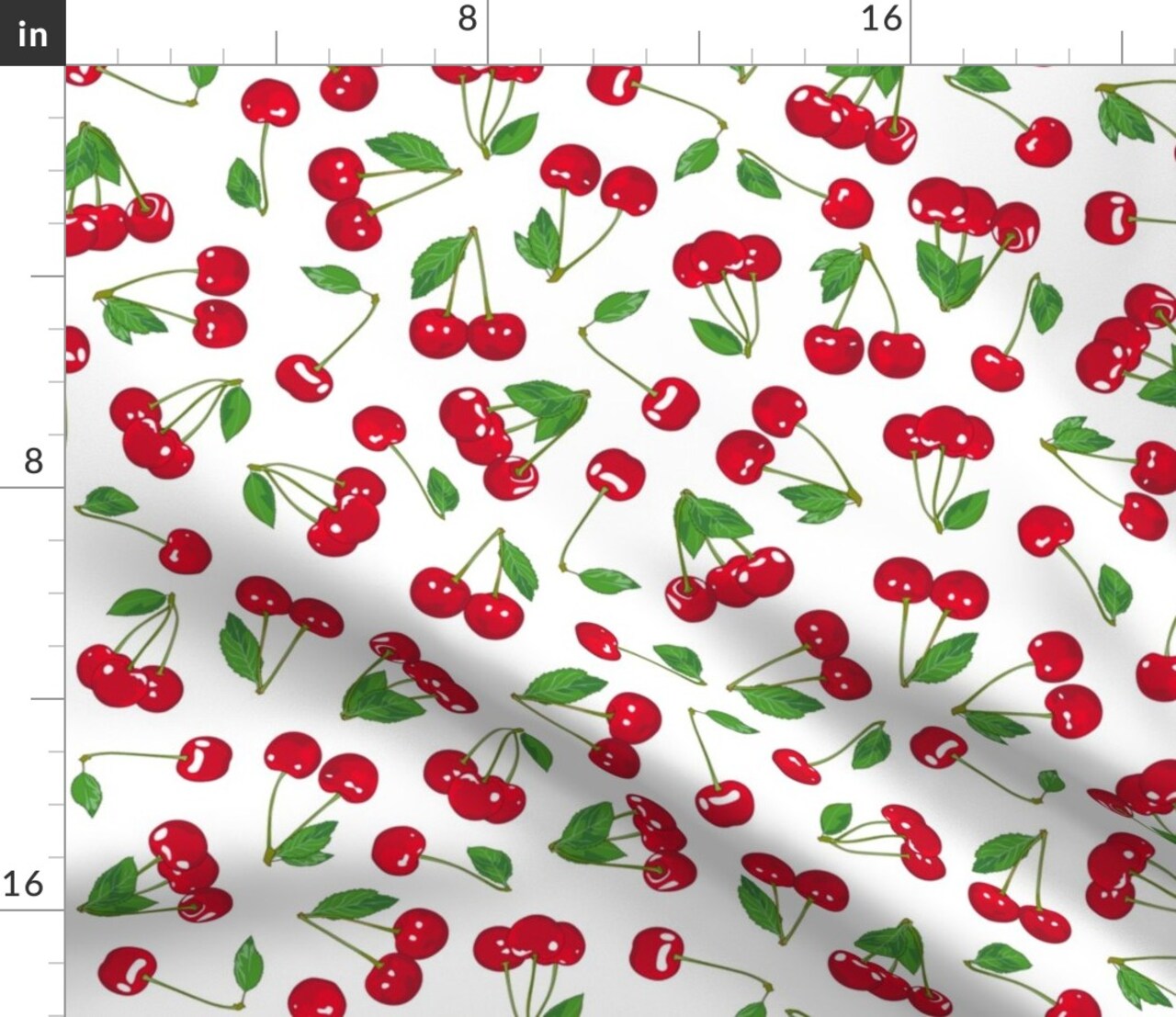 White Cherry Rockabilly Fruits Custom Printed Fabric by Spoonflower Various Fabrics by the Yard or Fat Quarter